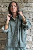 Hippie Shake Linen Blend Shirt Jacket Washed Khaki